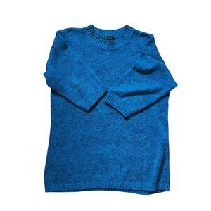 Beautiful vintage aqua blue half sleeve knit sweater, cotton blend, avant grand